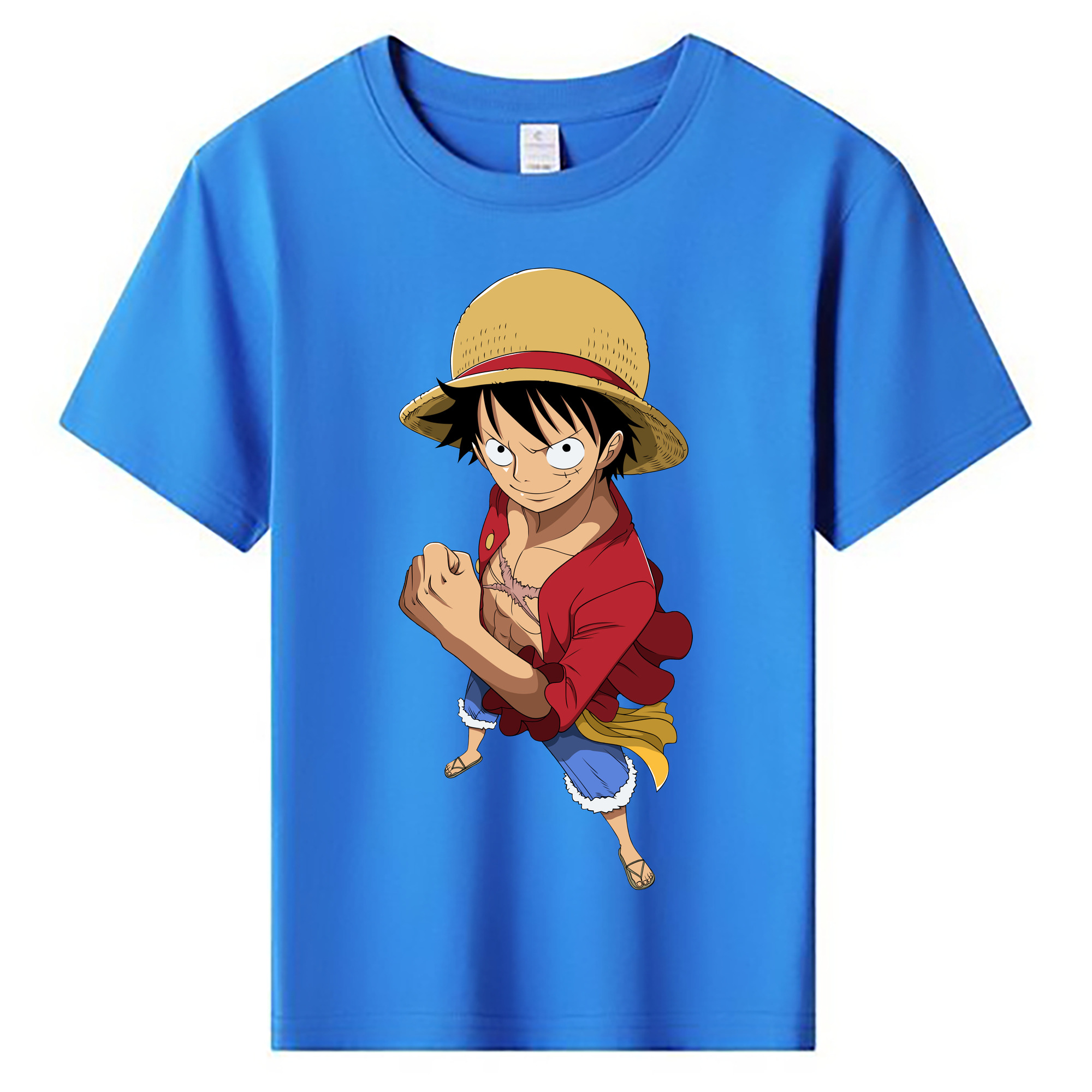 ワンピース モンキー・D・ルフィ ONE PIECE Monkey D. Luffy 綿100％キッズTシャツ（フロントプリント）